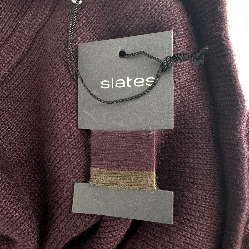 Slates Mens XL Full Zip Cotton Sweater Burgundy Grape Made in Australia NWT - Picture 6 of 9